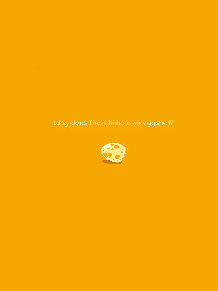 Back cover of The Bird in the Egg: “Why does Finch hide in an eggshell?”